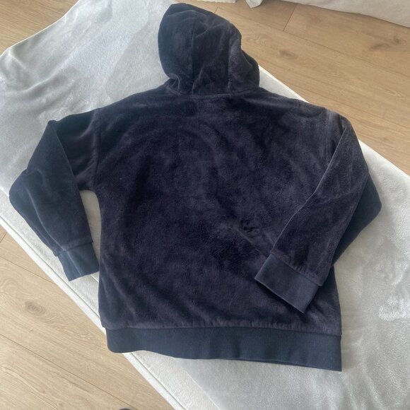 Like NEW! Adidas Plush Velour Black Sweatshirt with White Logo Cozy Sz Youth L - Picture 6 of 7